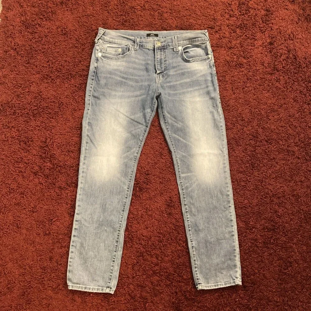 True Religion Rocco Relaxed Skinny Jeans Mens 38 Blue Distressed Denim Pants